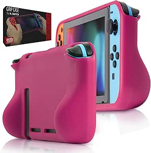 Orzly Coque Comfort Grip Case per Nintendo Switch – Coque de Protection pour l'arrière de la Console Nintendo Switch en Mode Gamepad avec poignées rembourrées intégrées pour Plus de Confort - Rose