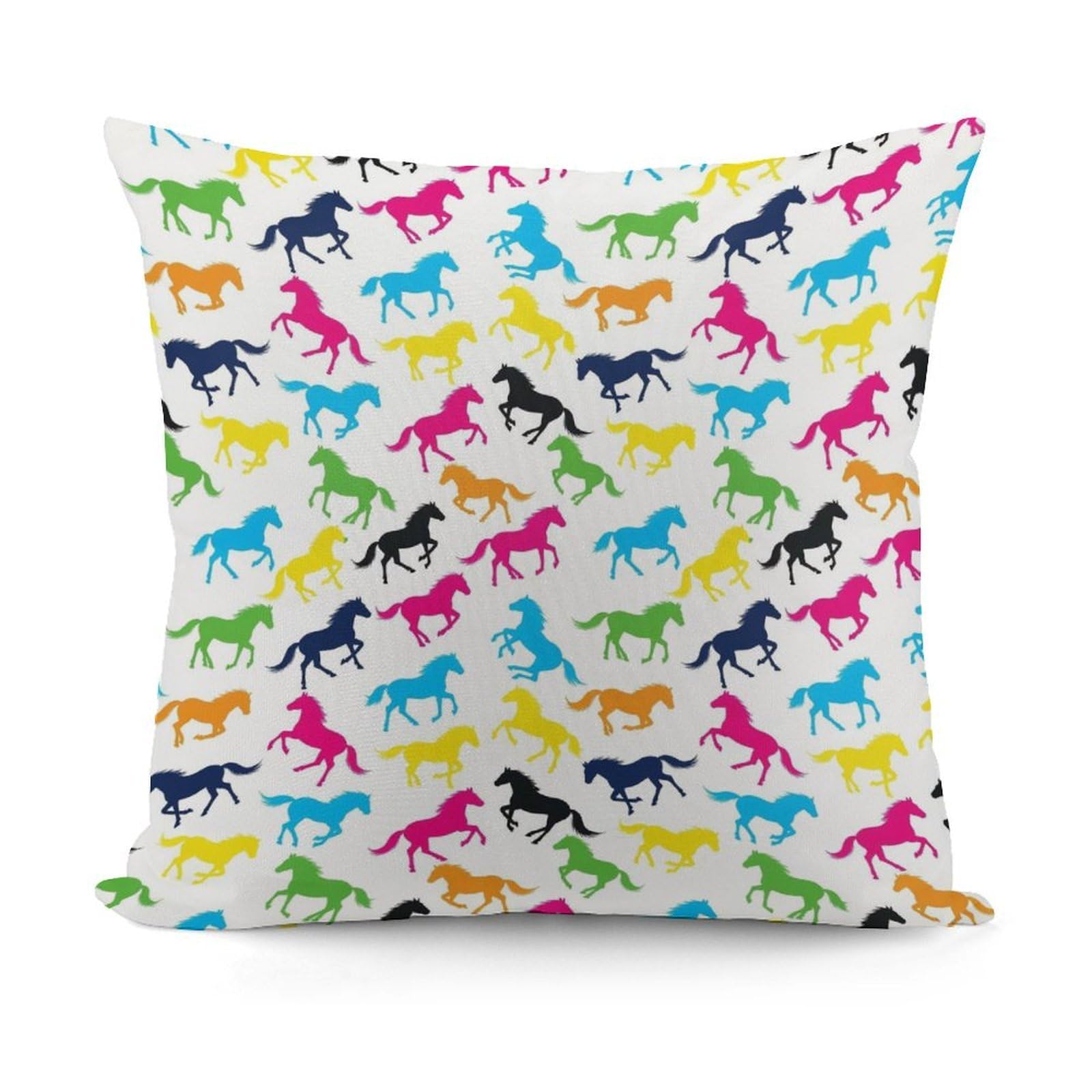 Smazdfxx Picture(107) Decorative Soft Colorful Horse Plush Pattern Couch Pillow Covers With Zipper For Sofa, Bed, Living Room