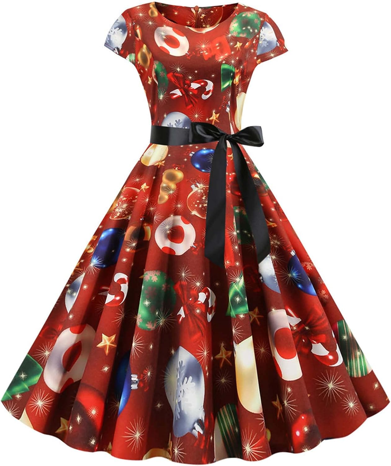 Women's Summer Fall Zip Up Dress Vintage Bandage Formal Cocktail