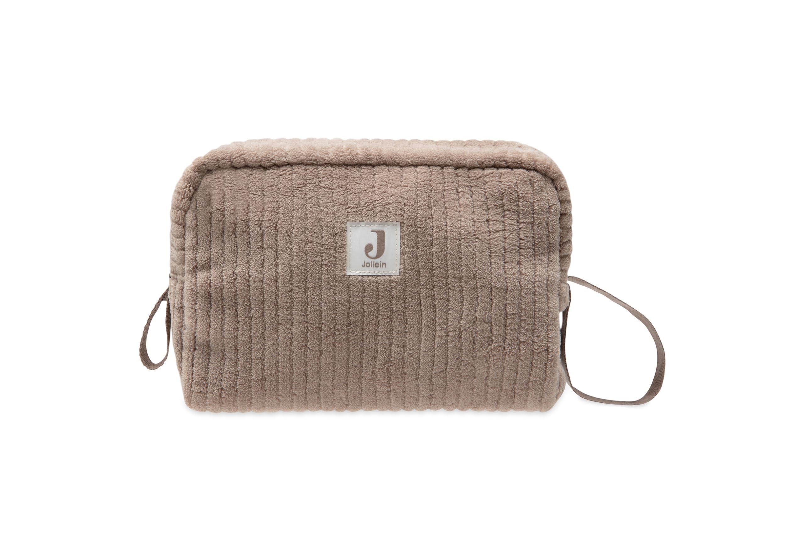 Jollein Trousse Bébé - Cloudy Rib - Milky Coffee - Pochette de Toilette Bébé - Pratique en Déplacement - Pochette de Rangement pour Jouets et Accessoires de Change - Fermeture Éclair