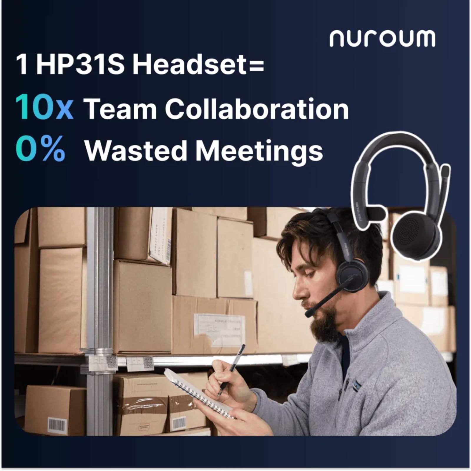 Nuroum HP31-S(3rd Gen) Casque Bluetooth sans Fil avec Micro, Casque à Réduction de Bruit ENC avec Station de Charge,Clé USB-A&C/Bluetooth/Dongle, 45H d'Autonomie pour Call Center/Travail/Appels/Bureau
