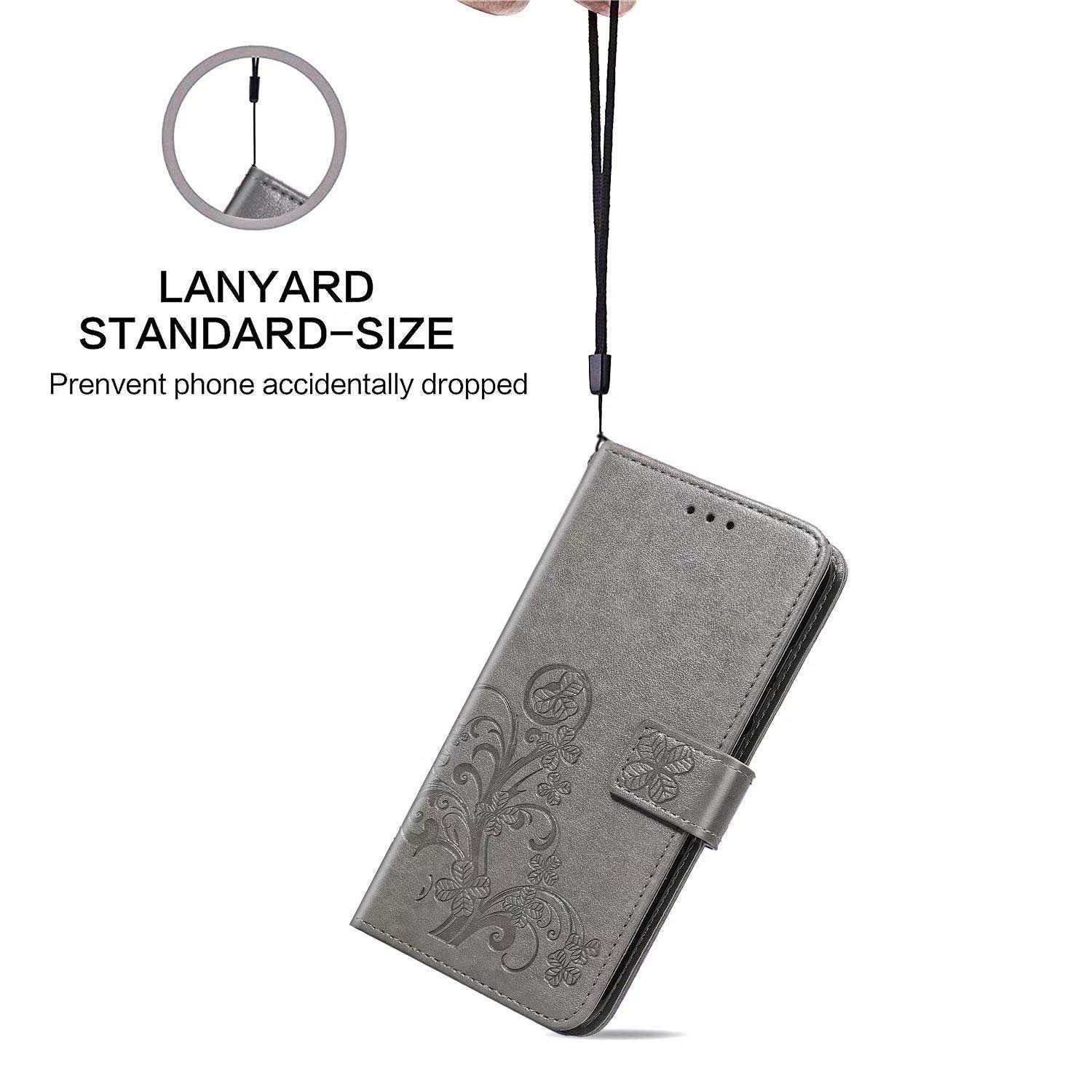 TingYR Cover per UMIDIGI A9, Flip Custodia Carte di Credito da Funzione Stand, Anti-Slip Slot Portafoglio Flip Protettivo Dell'ente Completo Slim Fit Cover.(Grigio
