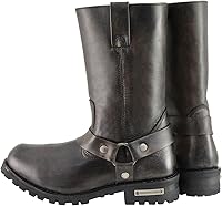 Vista 6 de Milwaukee Leather Botas de piel para hombre, con arnés de motocicleta clásico, de cuero marrón envejecido, ancho de 11 pulgadas, punta cuadrada