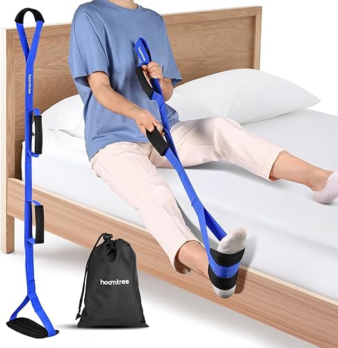 Miniatura 7 de Correa de levantamiento de piernas de 39 pulgadas de largo con asas acolchadas y bucle para el pie, levantador rígido de piernas, kit de