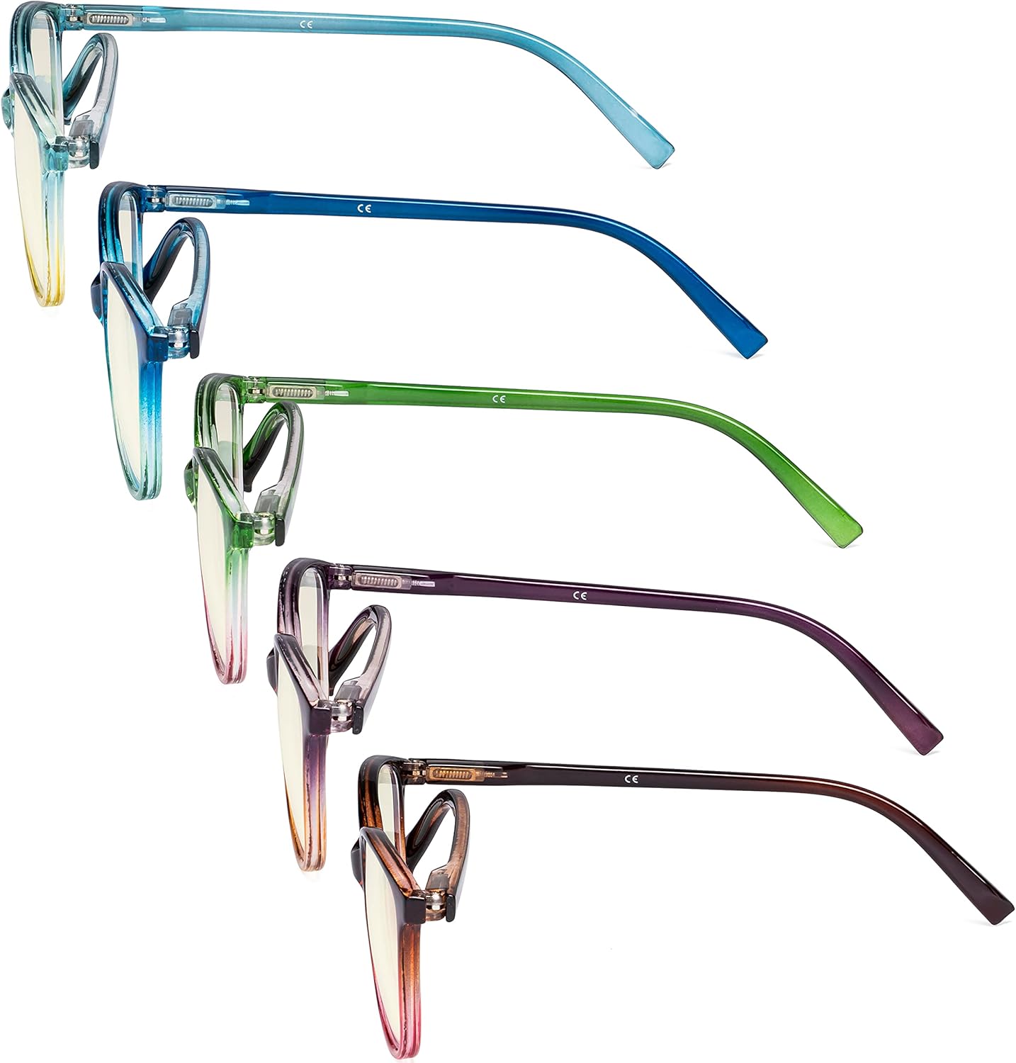 Eyekepper 5 Pack Ladies Computer Glasses - Blue Light Filter Readers - Large Cat-Eye Stylish Eyeglasses Women +2.50