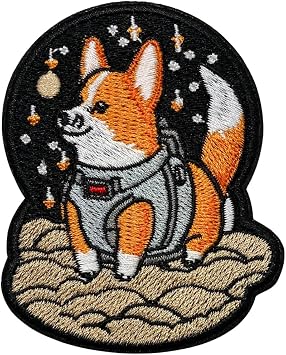 EMBROBOF Space Explorer Corgi Patch 3 inches, Cool Colorful Iron On Patch Corgi Embroidered Iron On/Sew On Patches
