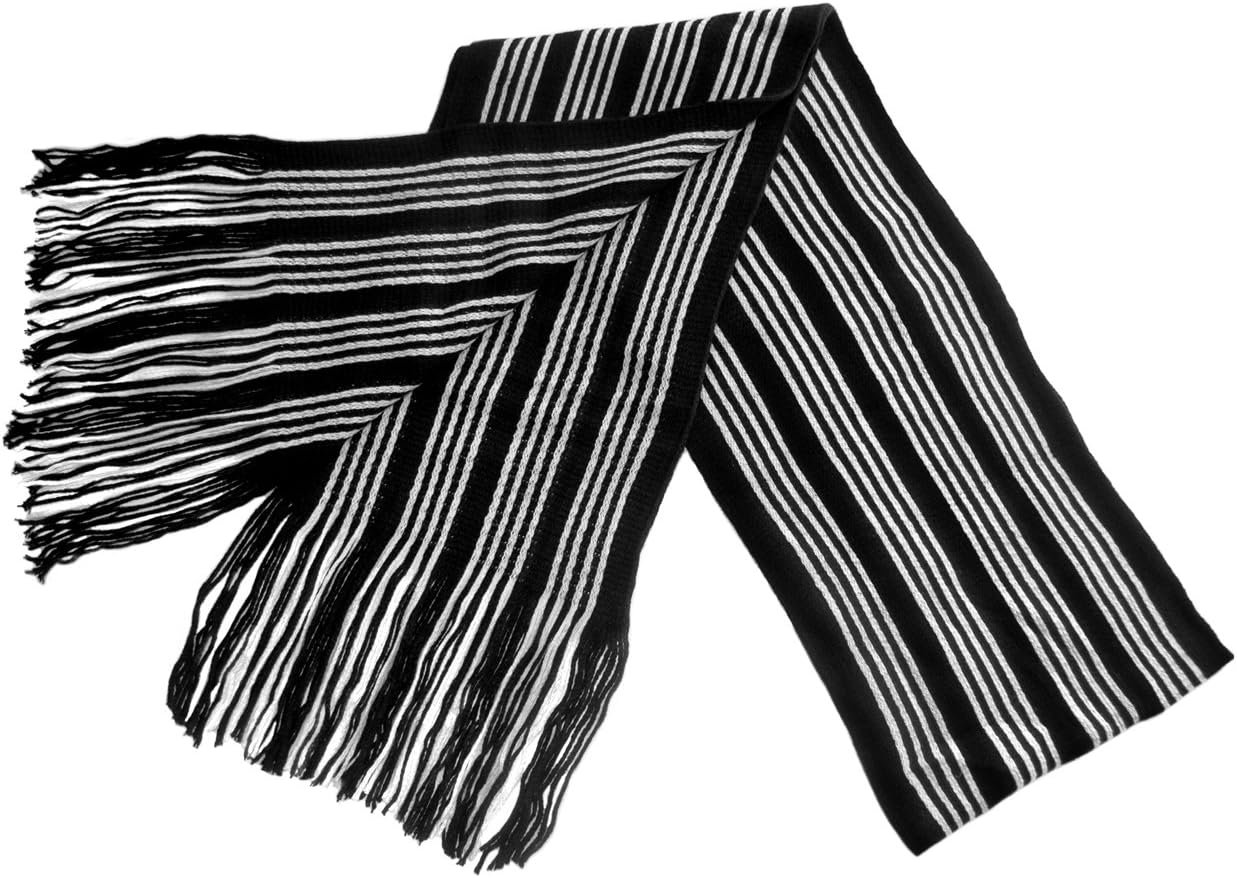 polar expo Mens Black/White Striped Scarf Amazon.co.uk Fashion