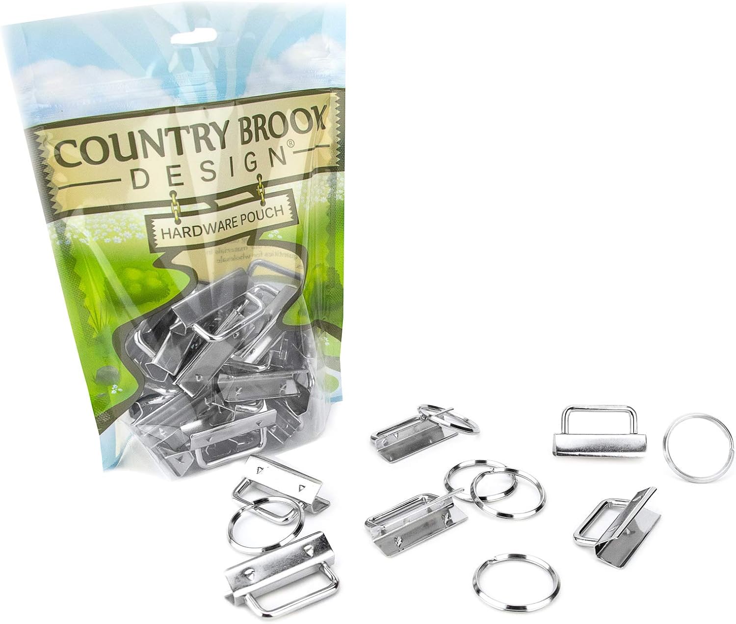 Country Brook Design 1 1/2 Inch Key Chain Fob Wristlet Hardware Set With Key Ring