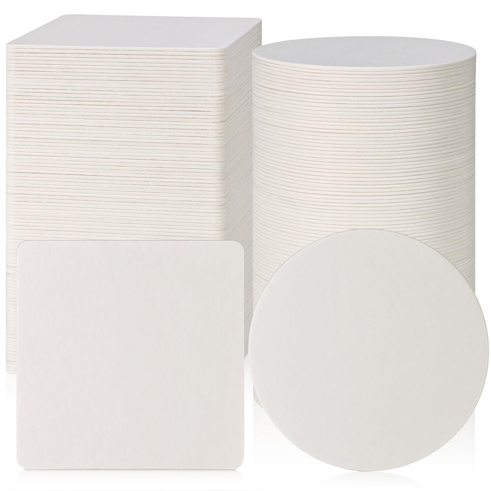 Sous-verres jetables en papier blanc GOH DODD : lot de 200 dessous de verre carrés et ronds