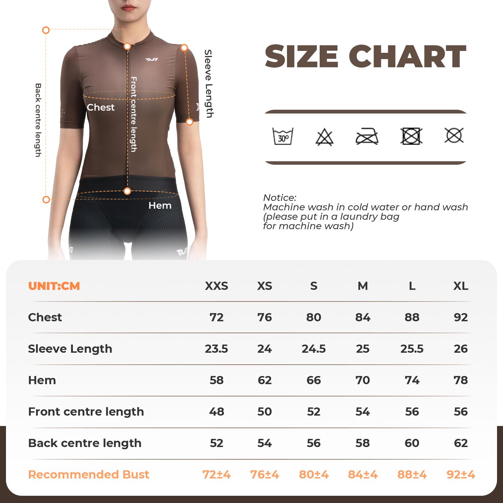 ROCKBROS TVI Magliette MTB Donna, Maglia Ciclismo Maniche Corte, Maglia Bicicletta Comoda Leggera, Abbigliamento Traspirante per Bici da Corsa, Palestra, Escursione, Marrone