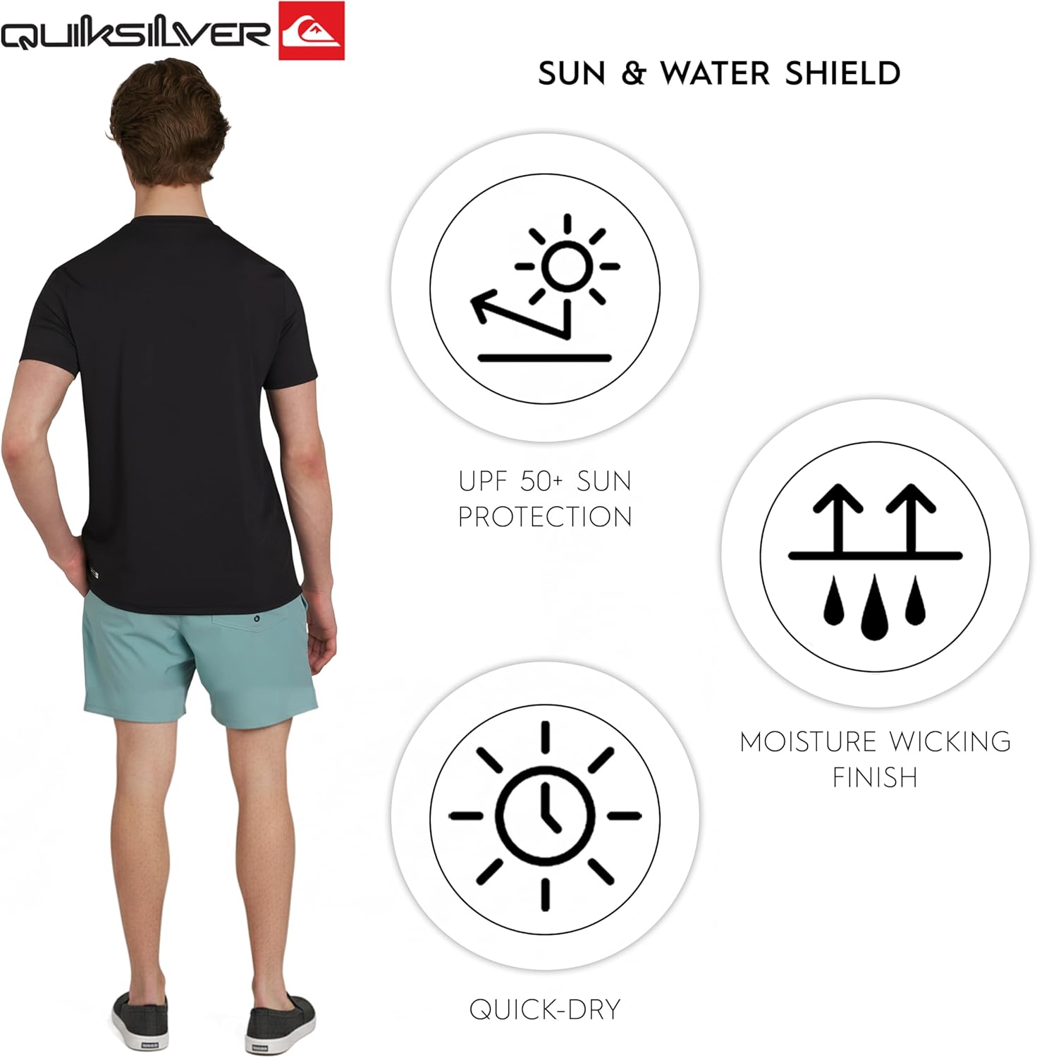 Quiksilver Mens Swimwear Regular Fit UPF 50 Short Sleeve Sun Tee - Image 5