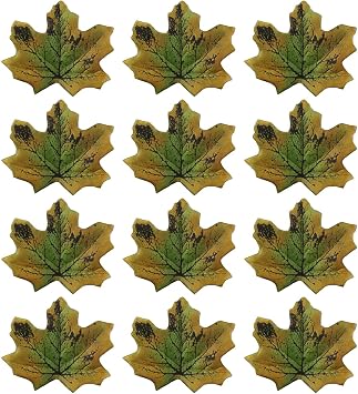 500Pcs Artificial Maple Leaves Autumn Fall Leaves Bulk Faux Maple Leaves Art for Craft, Wedding, Festival,Thanksgiving Party DecorationsGreen Brown