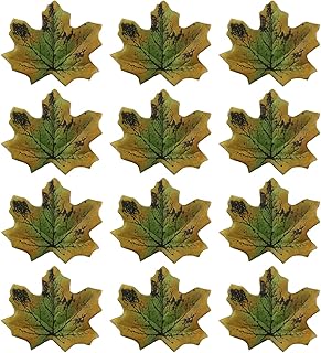 500Pcs Artificial Maple Leaves Autumn Fall Leaves Bulk Faux Maple Leaves Art for Craft, Wedding, Festival,Thanksgiving Party Decorations(Green Brown)