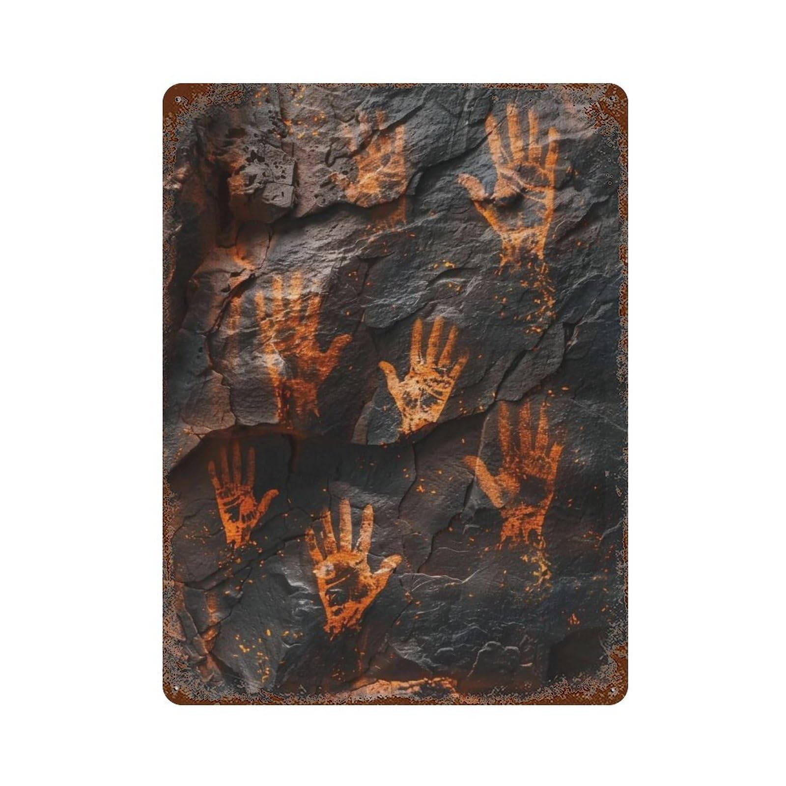 WUJHGRSG Ancient Handprints 02 Wall Art Retro Iron Vintage Metal Tin Sign Poster Modern Decor for Home Cofffee Club Bar Shop Style 40x30cm