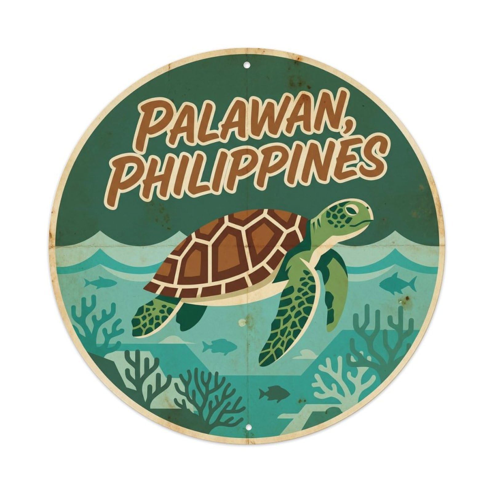Palawan Sea Turtle Beach Destination Hidden Lagoon Metal Tin Sign