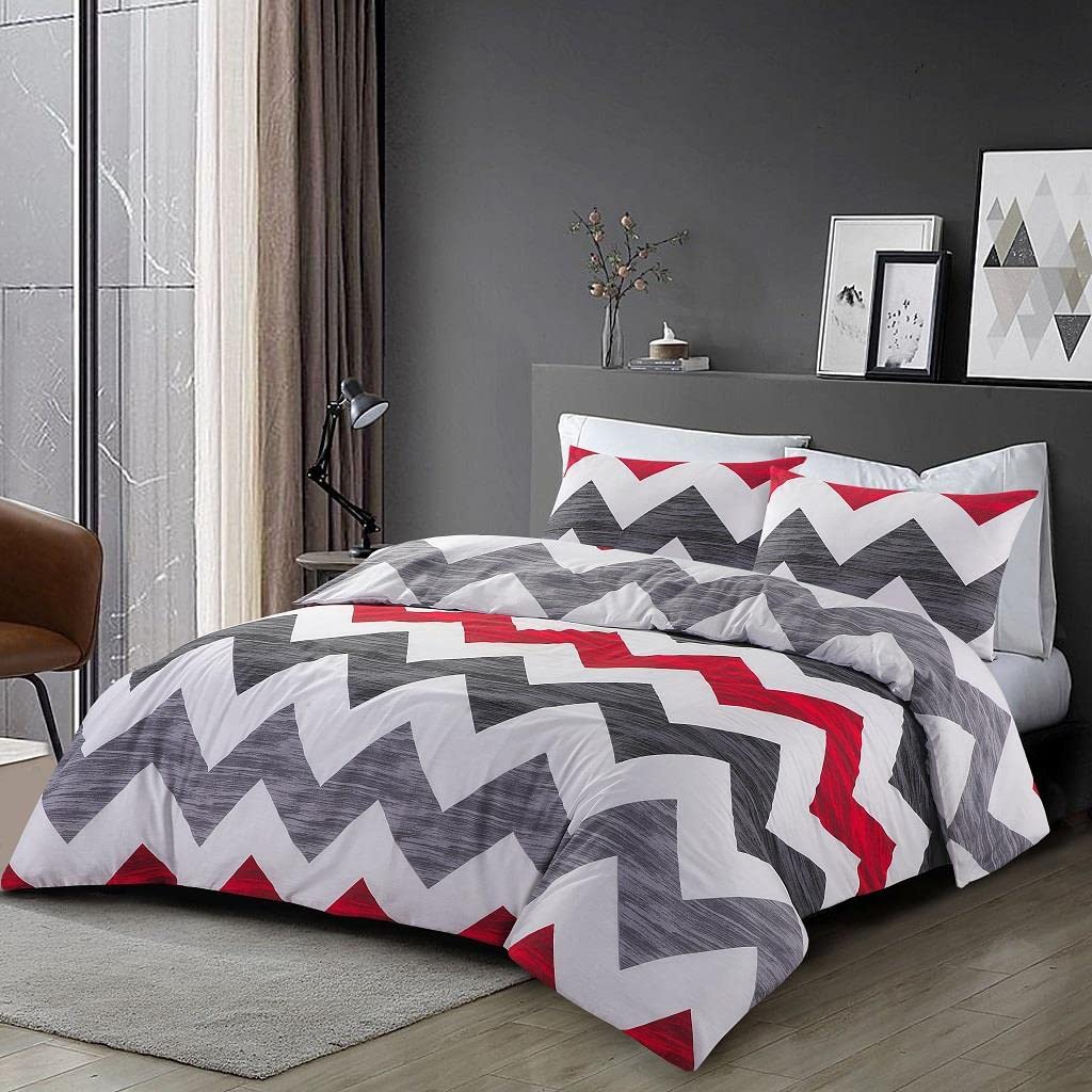 Rackhams Red Zig Zag Striped Duvet Cover Set - Single