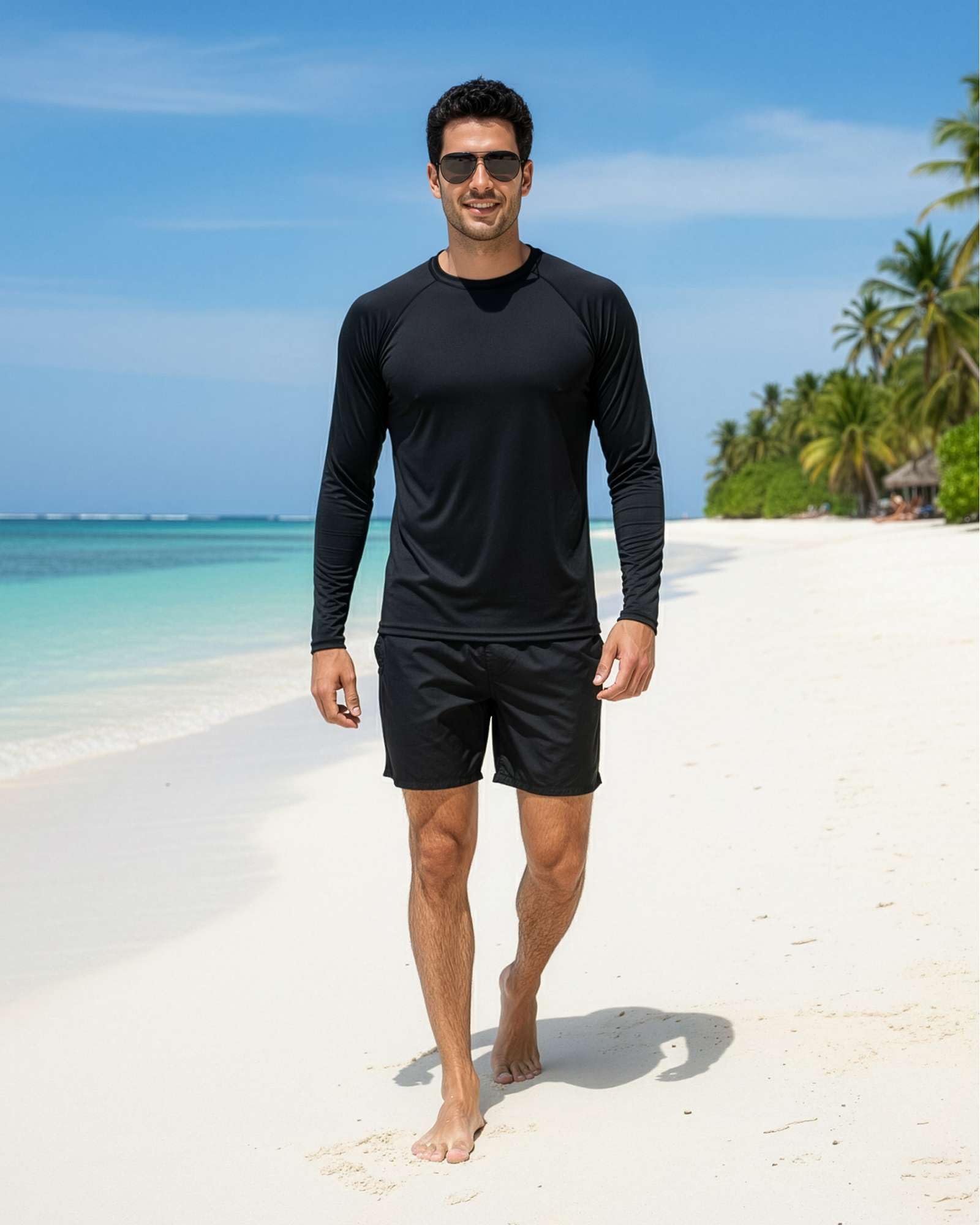 Real Essentials Paquete de 4: camiseta de protección de manga larga para hombre, UPF 50+, para natación, playa, protección solar UV, pesca, secado rápido (grande y alto)