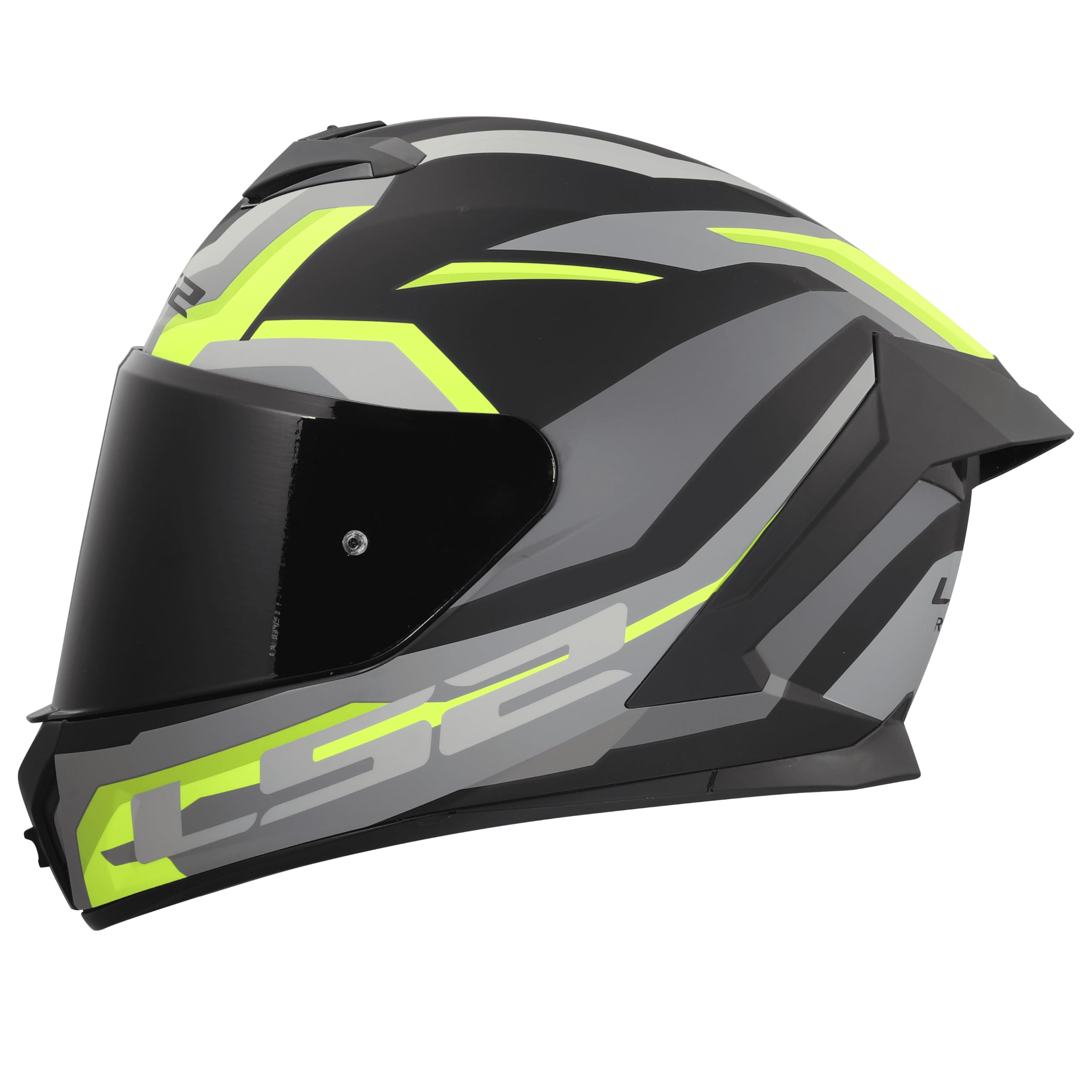 LS2, Casco Moto Integral RAPID III HYPER Black HV Yellow, M