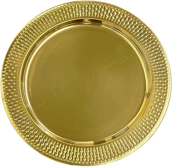 Brightalk 13-Inch Stainless Steel Beaded Charger Plates, Gold Dinner Plate Chargers Set of 6, Round Server Ware