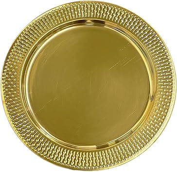 Brightalk 13-Inch Stainless Steel Beaded Charger Plates, Gold Dinner Plate Chargers Set of 6, Round Server Ware