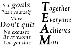 2 Sheets Motivational Wall Decals - Together Everyone Achieves More Office Positive Sayings Wall Decor