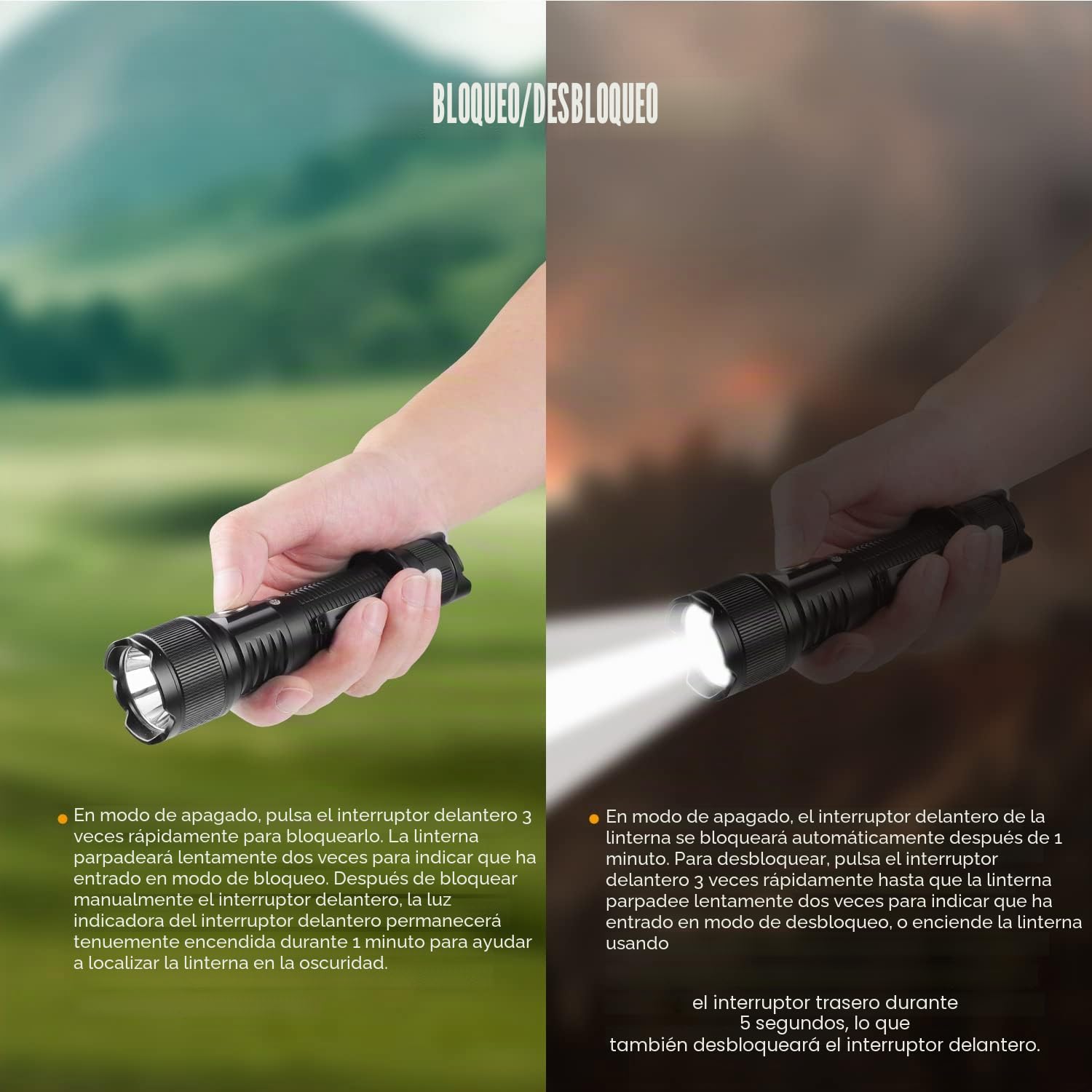Brinyte PT16 Linterna Táctica Ultrabrillante Largo Alcance Emergencia | 2000 Lúmenes,Alcance Máximo 600m,6 Modos Luz Intermitente&SOS, Indicador Estado,Bloqueo Teclas,Camping Senderismo Emergencias