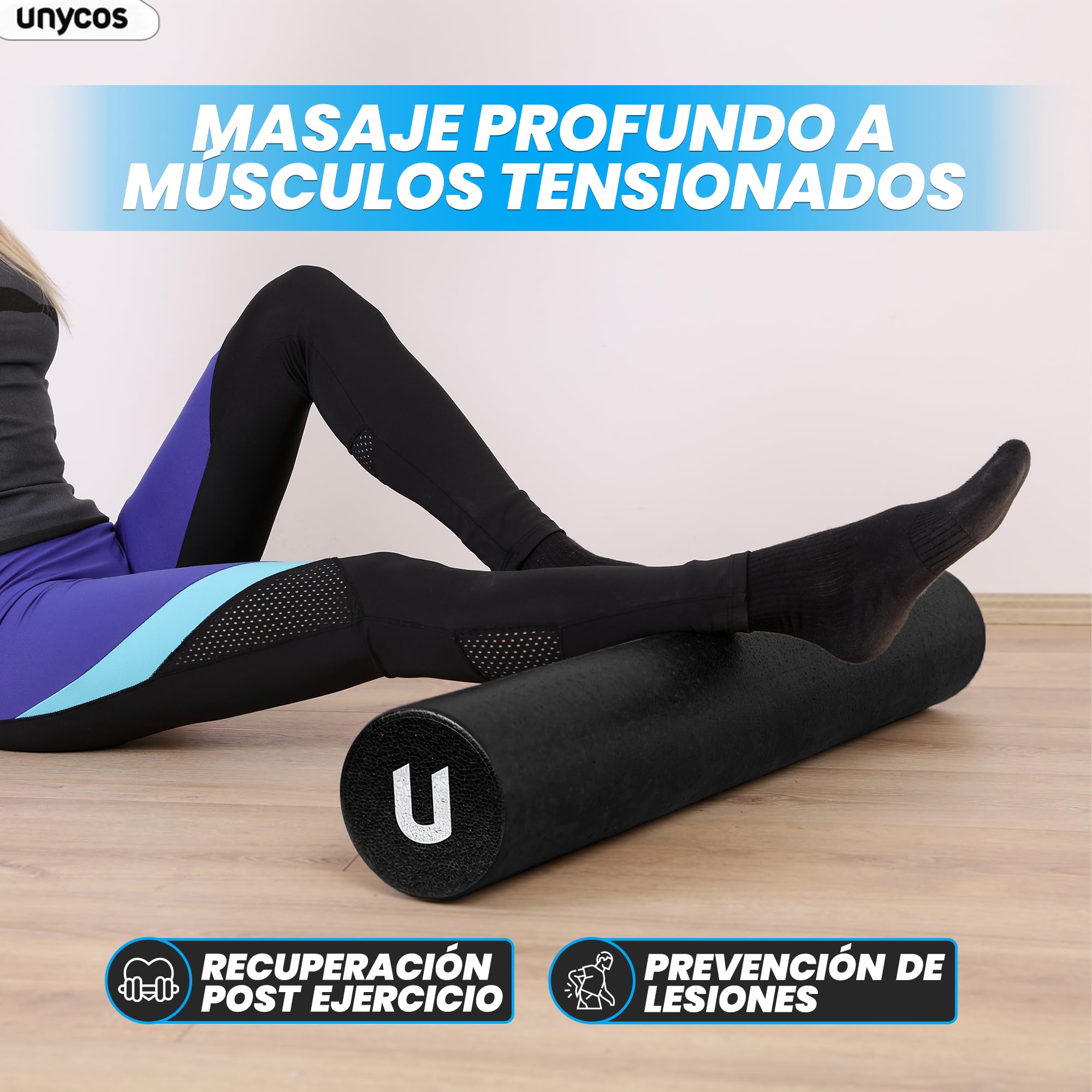 Unycos EPP-Massagerolle I 60 X 15 Cm I Leicht (310 G) I Für Triggerpunkt & Faszien I Ideal Für Yoga, Pilates & Physio I Schwarz