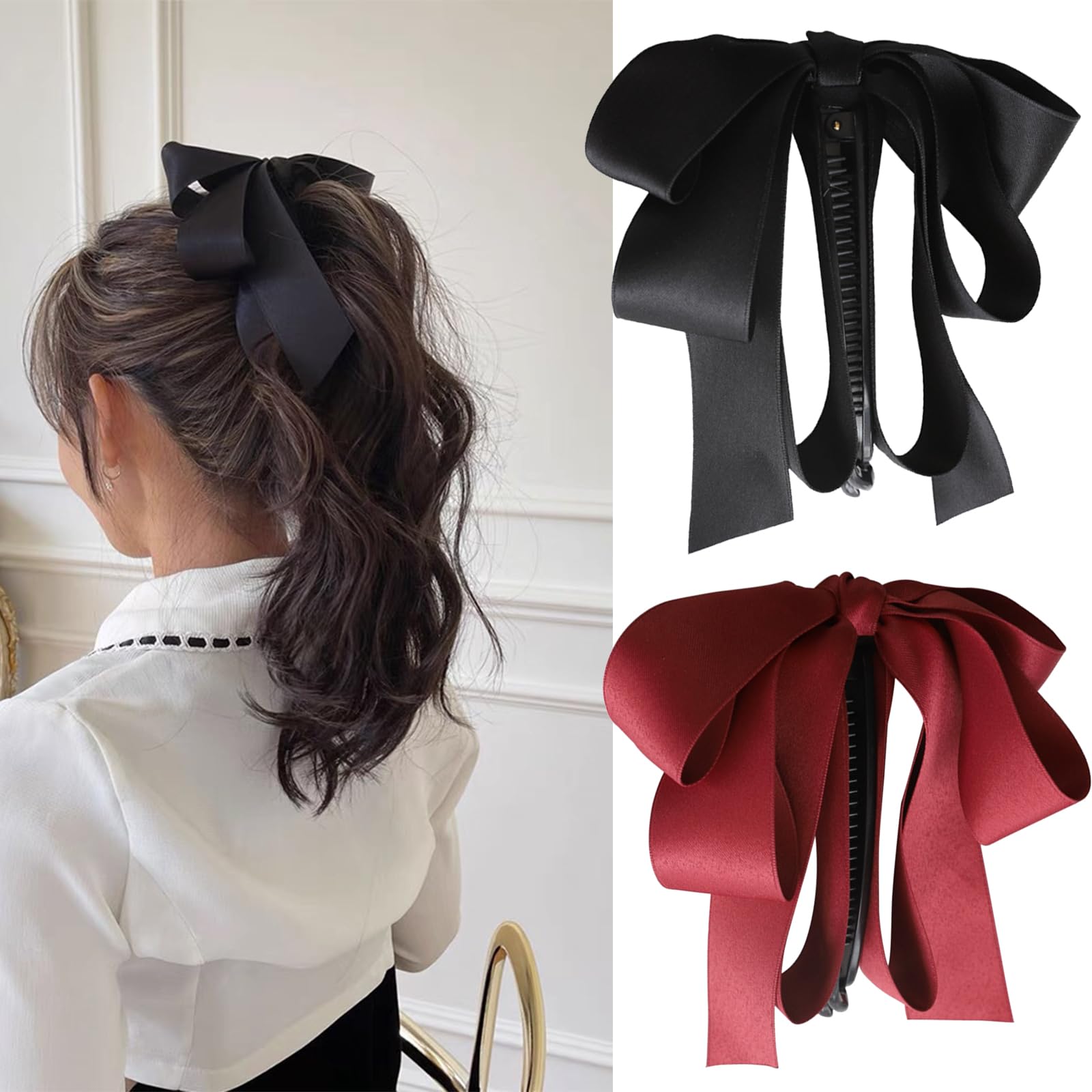 【専用】2WAY Volume Ribbon Banana Clip Amazon.com : 2 PCS Ribbon Bow Banana Clip Vertical Ponytail Claw