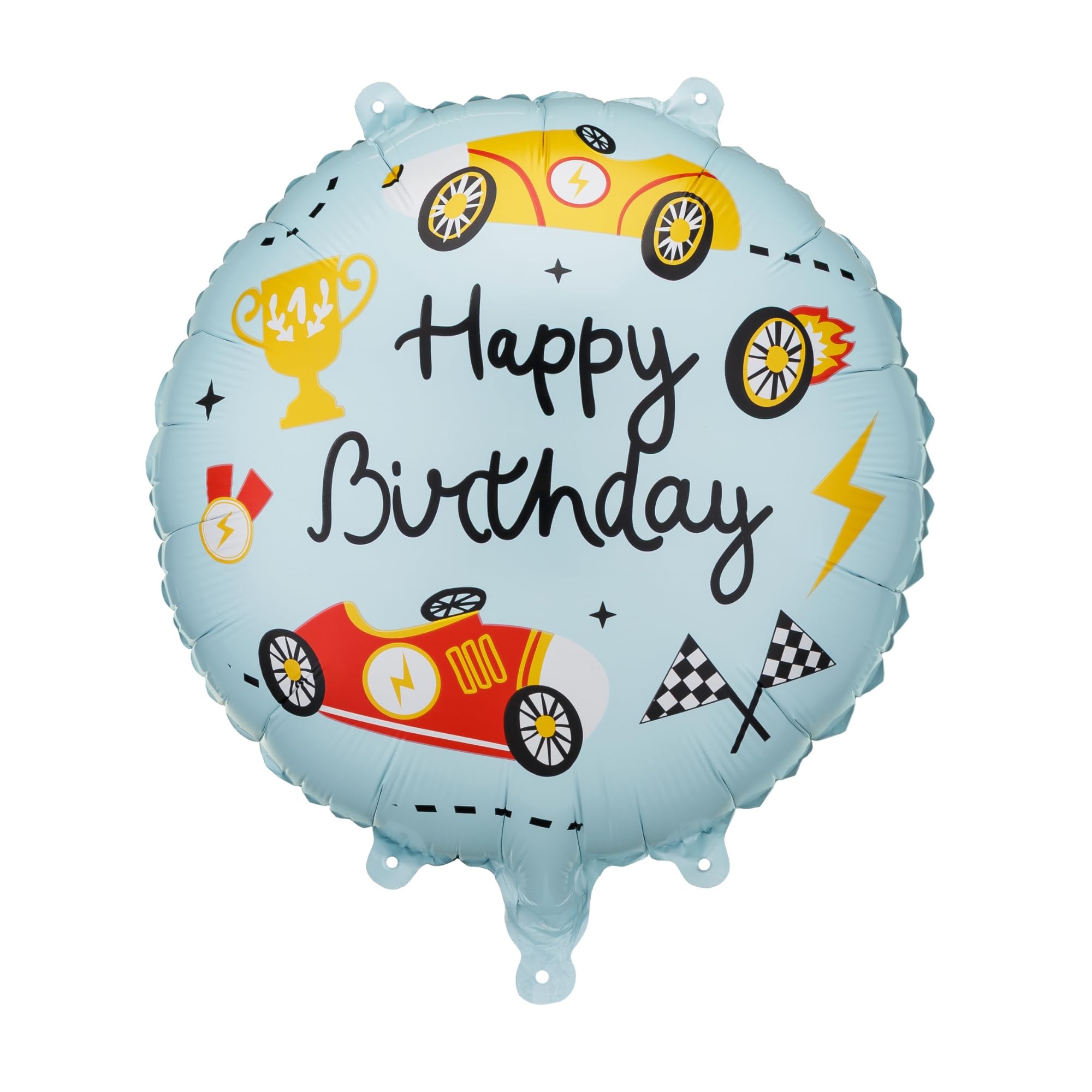 Happy Birthday Race Car Foil Balloon PartyDeco 18 Inch – Racing Birthday Balloon for Kids, Air or Helium Filled