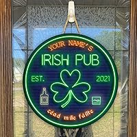 Vista 5 de Artsy Woodsy Decoración del día de San Patricio, letrero de madera de pub irlandés personalizado (no tallado real), accesorios de placa de arte