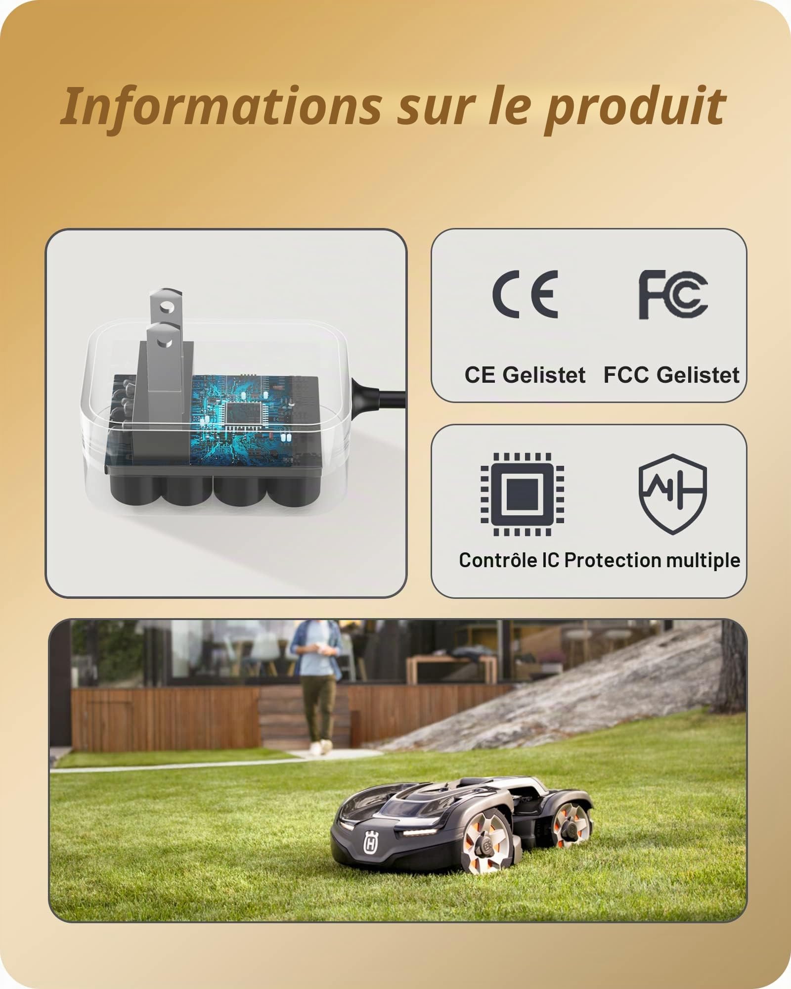 Bloc d'alimentation 28 V 1,3 A pour robot tondeuse Husqvarna Automower 105, 305, 310, 315, 315X, 405X, 415X, 310 Mark II, 315 Mark II, chargeur pour Gardena R50Li R70Li R75Li