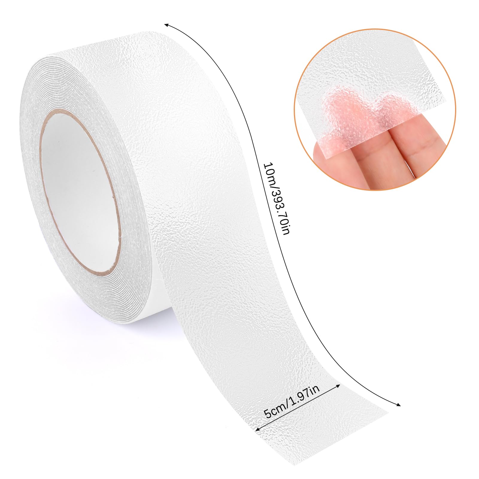 VMUTGA Cinta Antideslizante Transparente 5cm X 10m, Autoadhesiva para Escaleras, Impermeable para Interior y Exterior