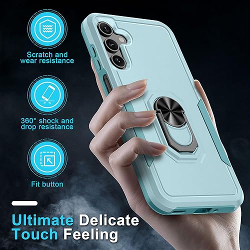 Miniatura 32 de Janmitta Funda compatible con Samsung Galaxy A14 5G con protector de pantalla + protector de lente de cámara, funda resistente de cuerpo completo