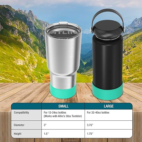 Miniatura 3 de Atlin - Funda de silicona grande con parte inferior protectora de goma para botella compatible con Hydro Flask, funda antideslizante duradera para