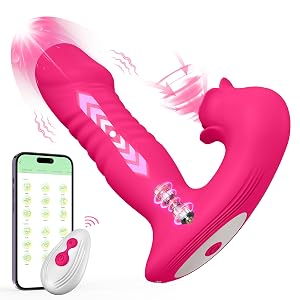 Thrusting Dildo Sucking Vibrator Rose Sex Toys for Women Upgraded Sex Stimulator with 9 Sucking Thrusting Vibrating Modes