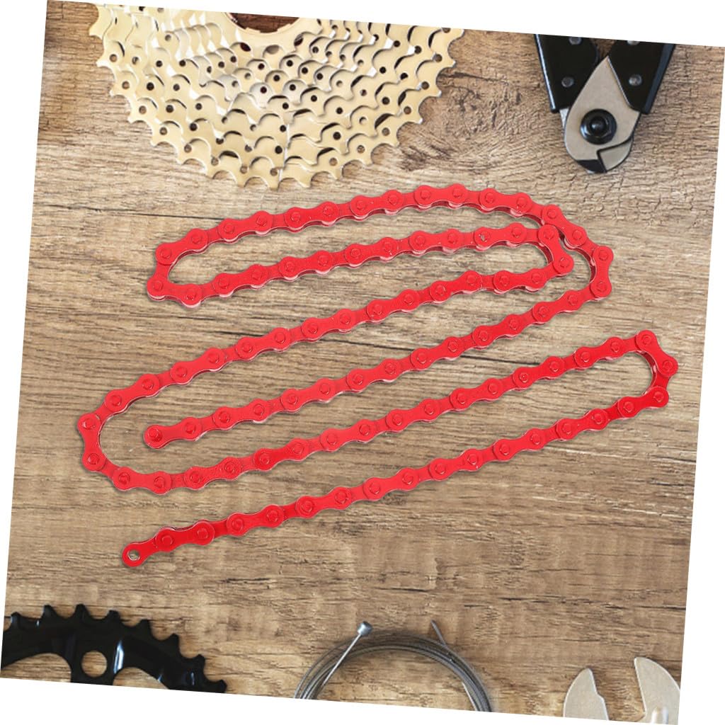3 Stück Stahl Fahrradkette in Rot für Mountainbikes mit Einfacher Montage und Reibungsloser Schmierung als Ersatzkette für Rennrad und Fahrrad