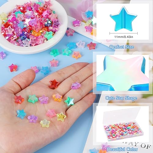 Miniatura 2 de 300 cuentas acrílicas de estrella para hacer joyas, pulseras con forma de estrella de EVERMARKET a granel, cuentas sueltas de estrella de 0.433 in