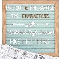 Vista 14 de Tablero de letras de fieltro – precortadas y clasificadas, 725 caracteres blancos y dorados, letras cursivas, grandes, cambiables con soporte