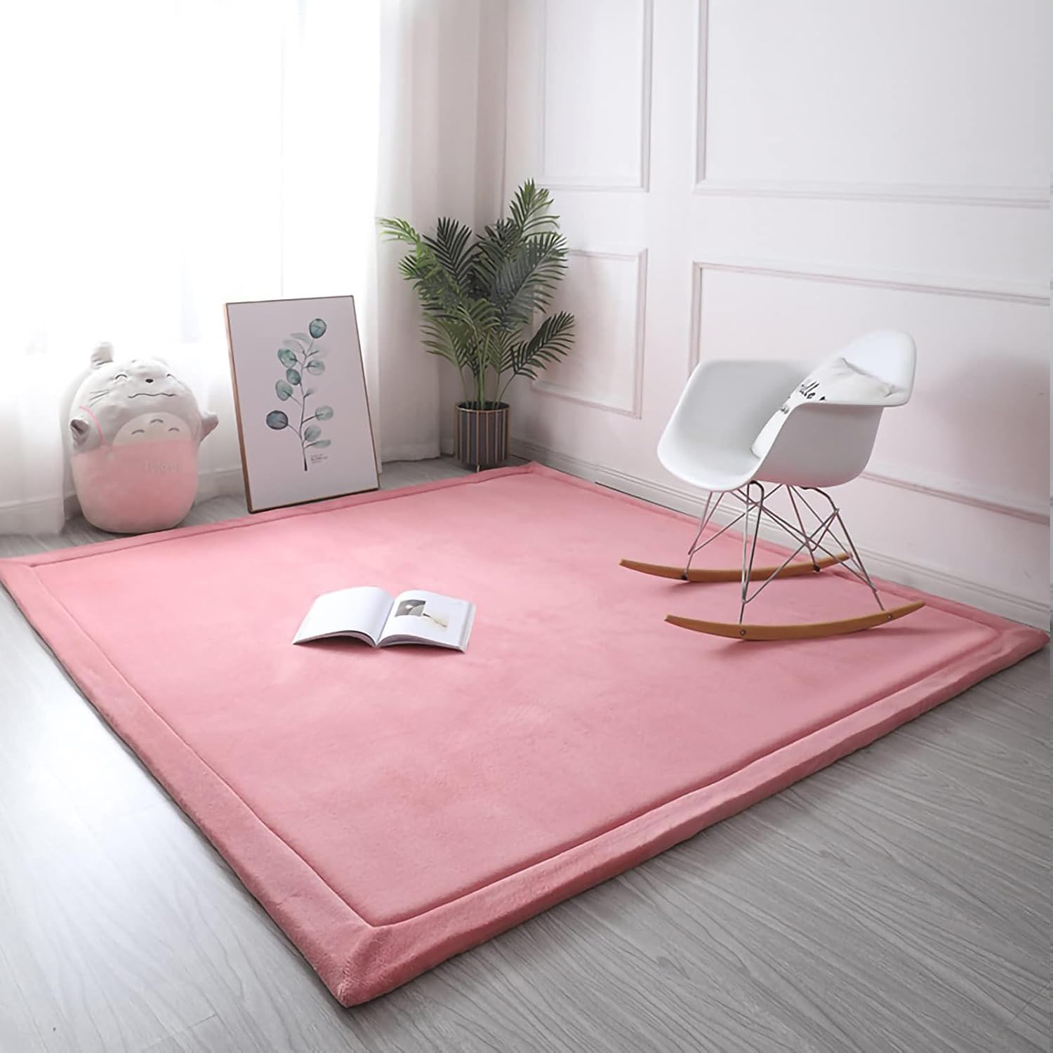 Eanpet Soft Tatami Mat Area Rug Pad Non-Slip Memory Foam Carpet Large Playmat for Kids Crawling, Anti-Skid Doormat for Living Room & Bedroom, Women's Gym Mat - Pink