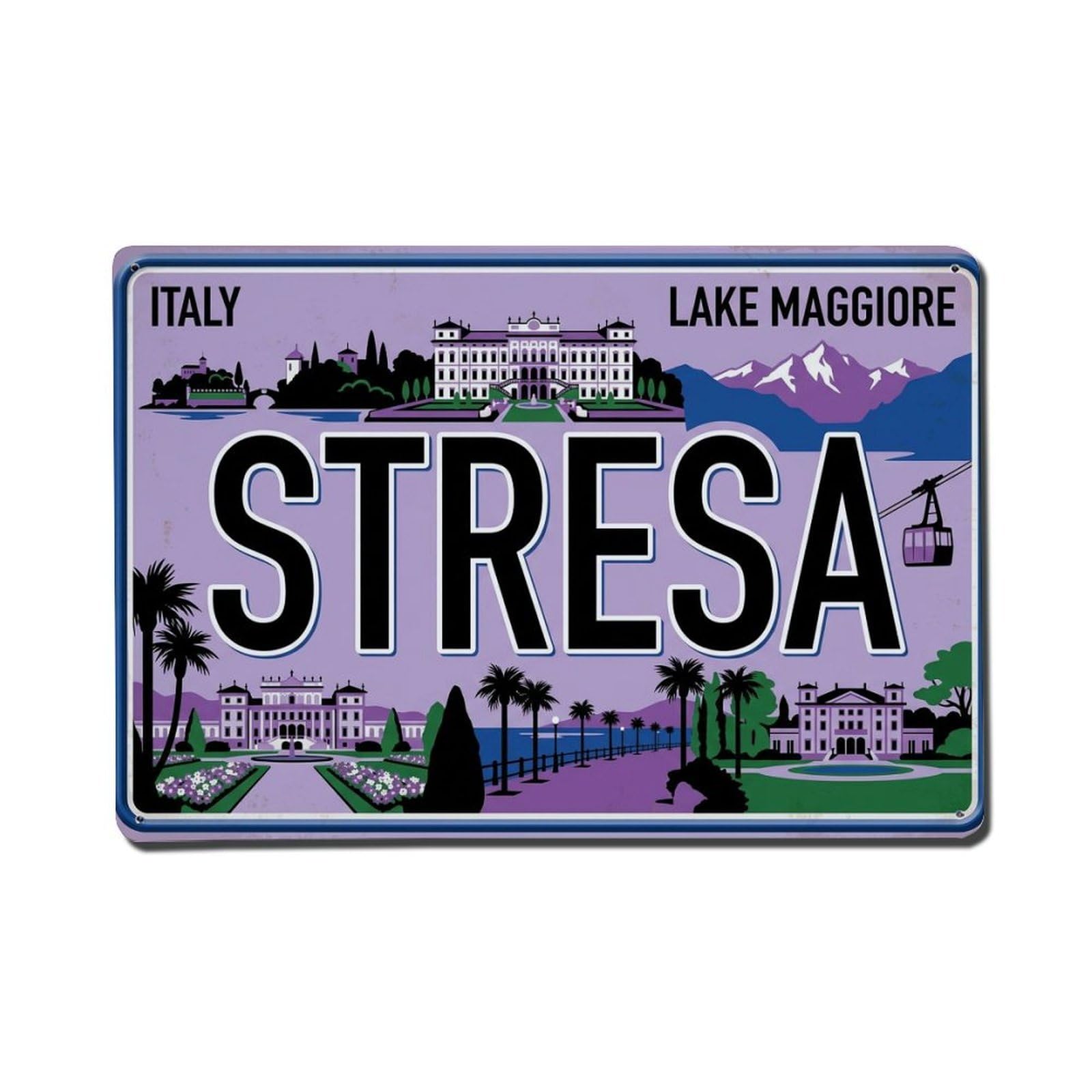 Xanthor Style Vintage Travel Stresa Island Lake Maggiore Metal Tin Sign