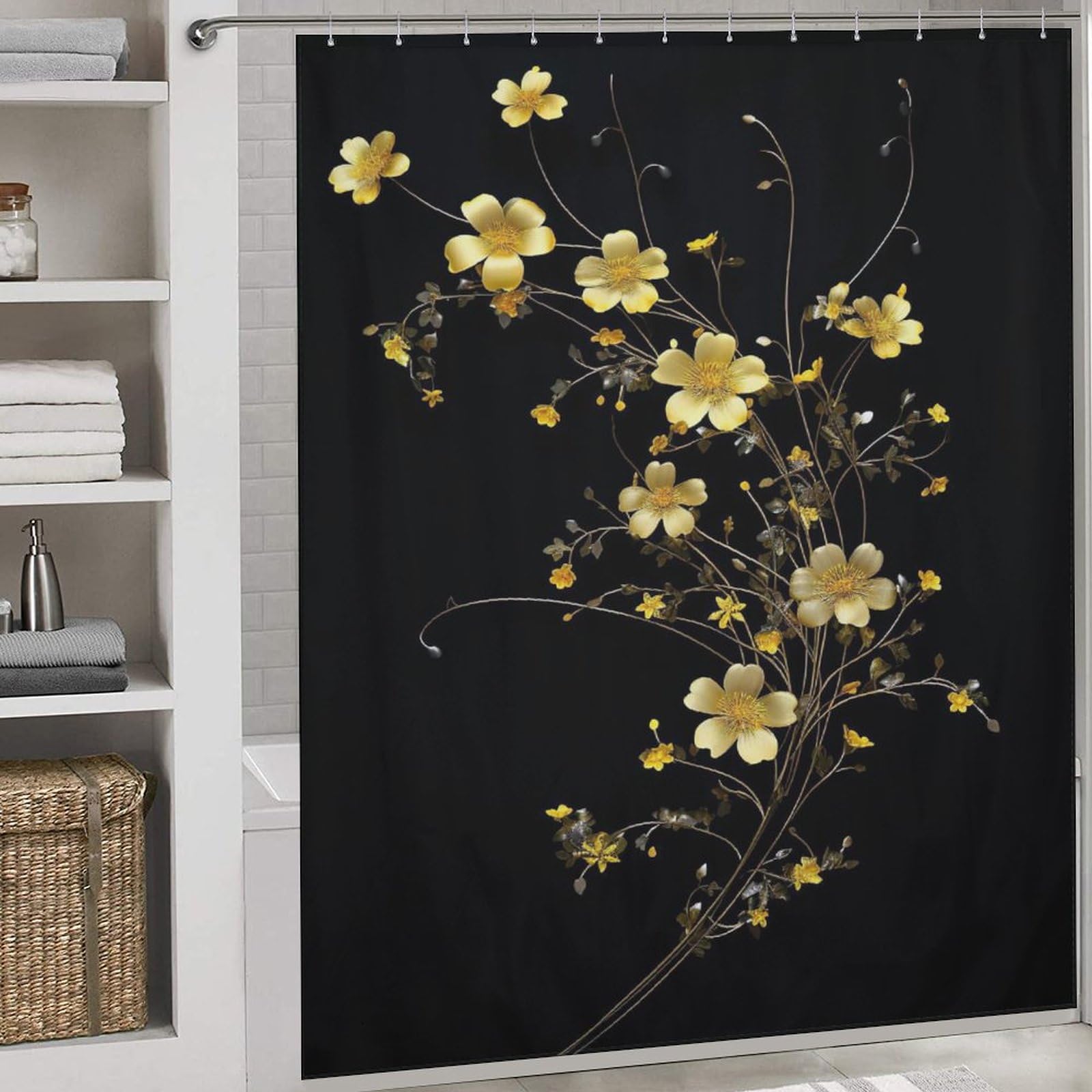 Rideau de douche tissu polyester imperméable 183x183cm anti-moisissure facile à nettoyer