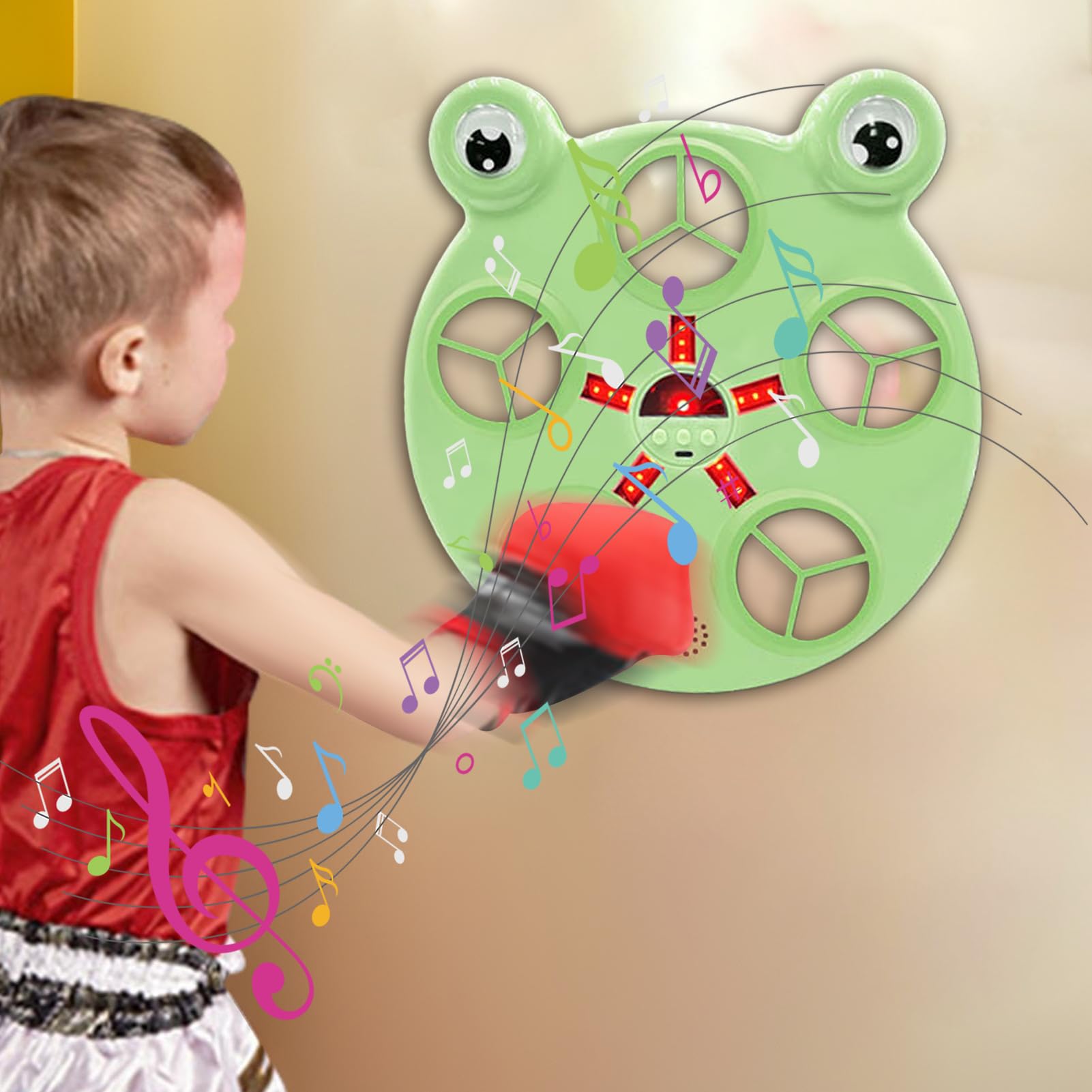 Macchina da boxe musicale intelligente – Fissaggio a parete, allenatore di battito musicale, dispositivo di allenamento a velocità regolabile con luce, attrezzatura per esercizi | Adulti Sport