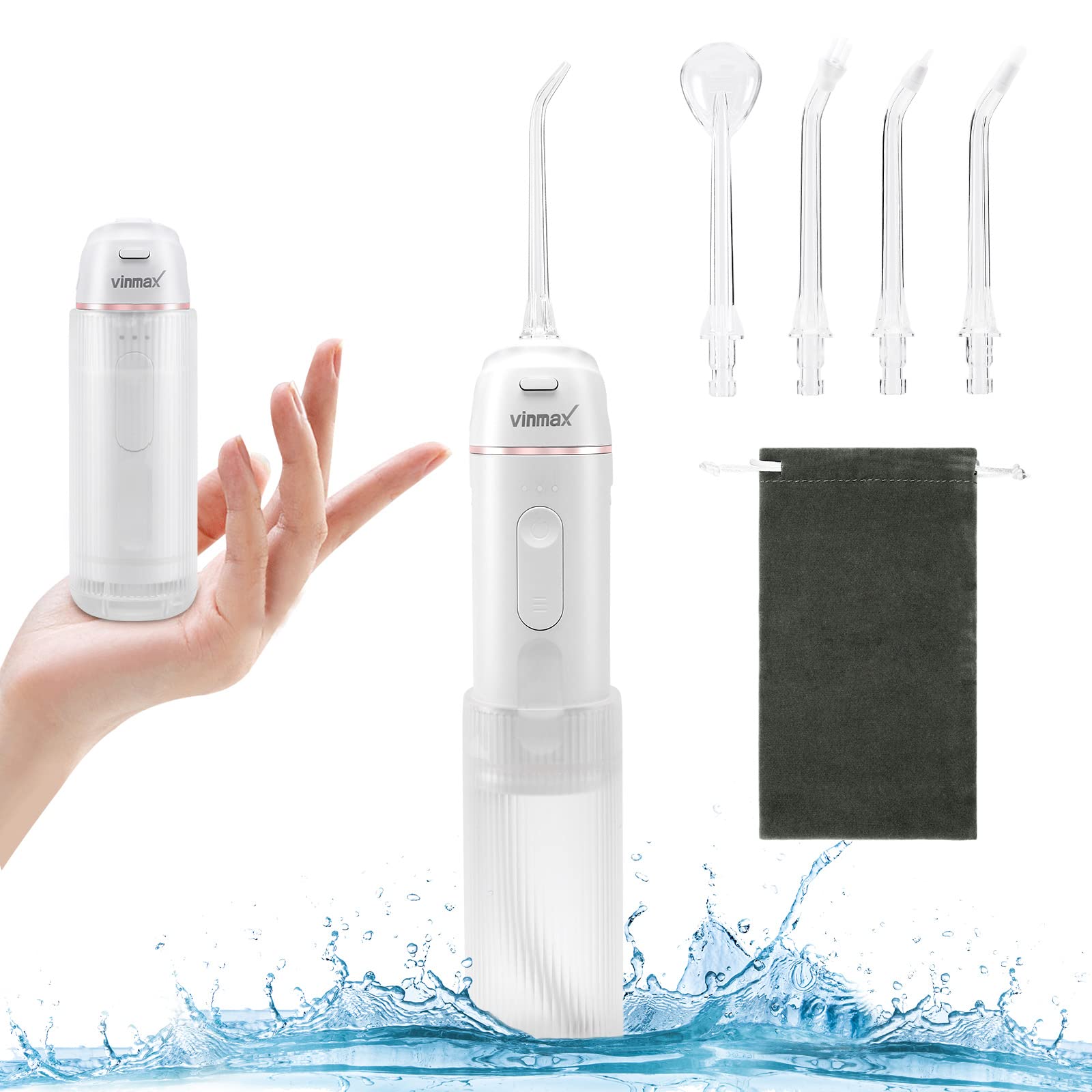 Idropulsore portatile senza fili per denti, 3 modalità e impermeabilità IPX7, mini filo interdentale ricaricabile per casa e viaggi, 4 punte a getto, per la cura dei ponti e delle bretelle.