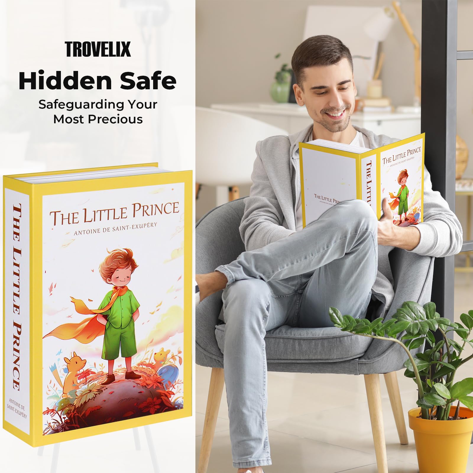 Sekam Book Safe with Combination Lock, Hidden Safe (24 x 15 x 5.5 cm) with Fireproof Bag, Secret Diversion Safe - Image 2