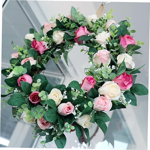 Miniatura 4 de 1 guirnalda artificial floral para boda, vid de rosa falsa, corona para el hogar, corona floral de rosas, adornos de puerta de Navidad, guirnalda de