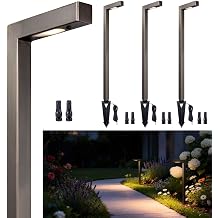 Gardenreet Landscape Path Lights Brass, 12V Low Voltage Pathway Lights Wired, Outdoor Garden Lights LED Waterproof, L Shape Bronze for Yard Walkway Driveway Without G4 Bulb
