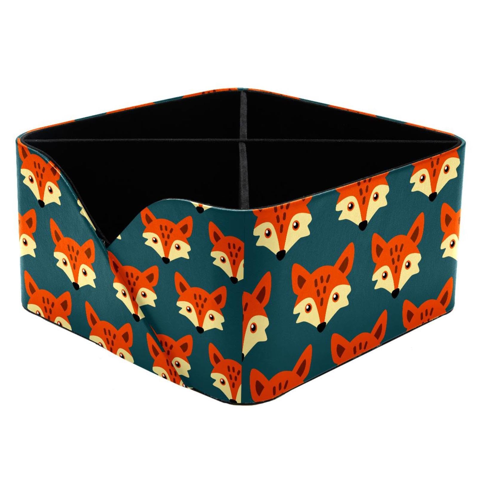 KengjuTesu Cute Little Foxes Desktop Organizer Pen Holder, Rectangular Pencil Cup for Office, Study and Makeup Stations
