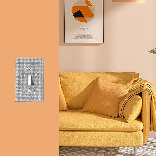 Miniatura 2 de (4 unidades) Cubierta de interruptor de luz de piedra de imitación de plata brillante, cubierta de placa de pared brillante