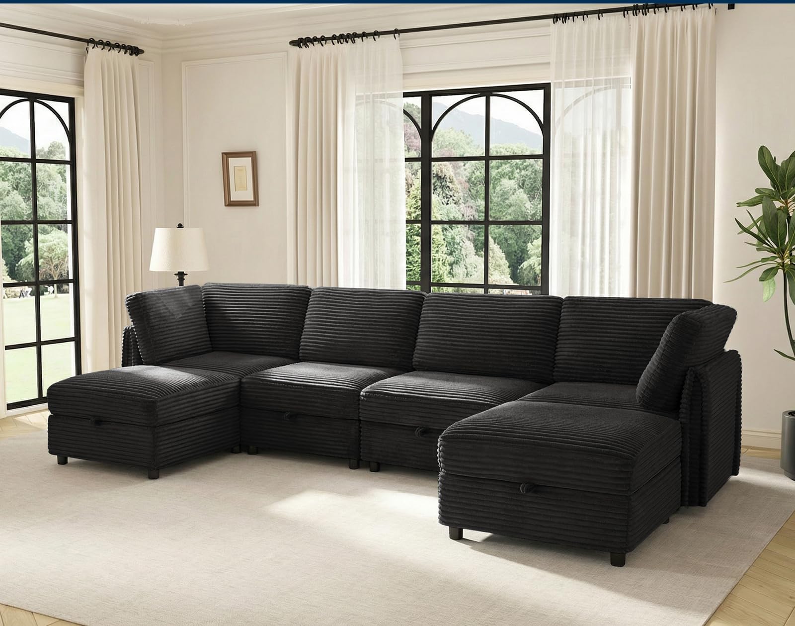 KKL Modular Sectional Sofa U-Shaped 6 Seater Couch with Storage Ottoman