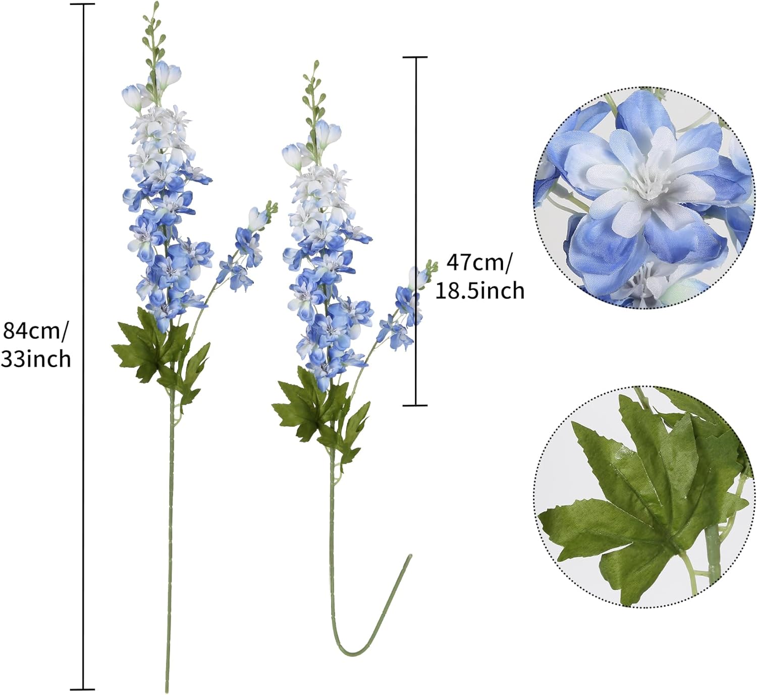 6PCS Blue Delphinium Artificial Flowers 33" Larkspur Silk Flowers for Tall Vase Long Stem Fake Blue Flowers for Wedding Centerpieces Faux Flowers for Home Decor Indoor (Blue) - Image 2